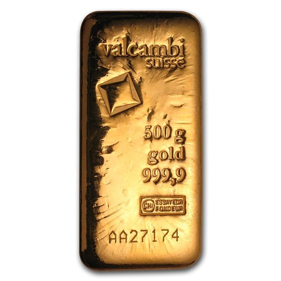 500 gram Gold Bar - Valcambi (Poured w/Assay) 500 gram Gold Bar - Valcambi (Poured w/Assay)